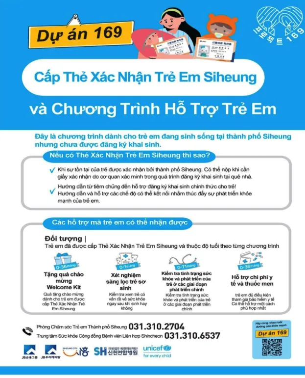 Chương Trình Hỗ Trợ Quyền lợi dành cho trẻ không giấy khai sinh tại Siheung