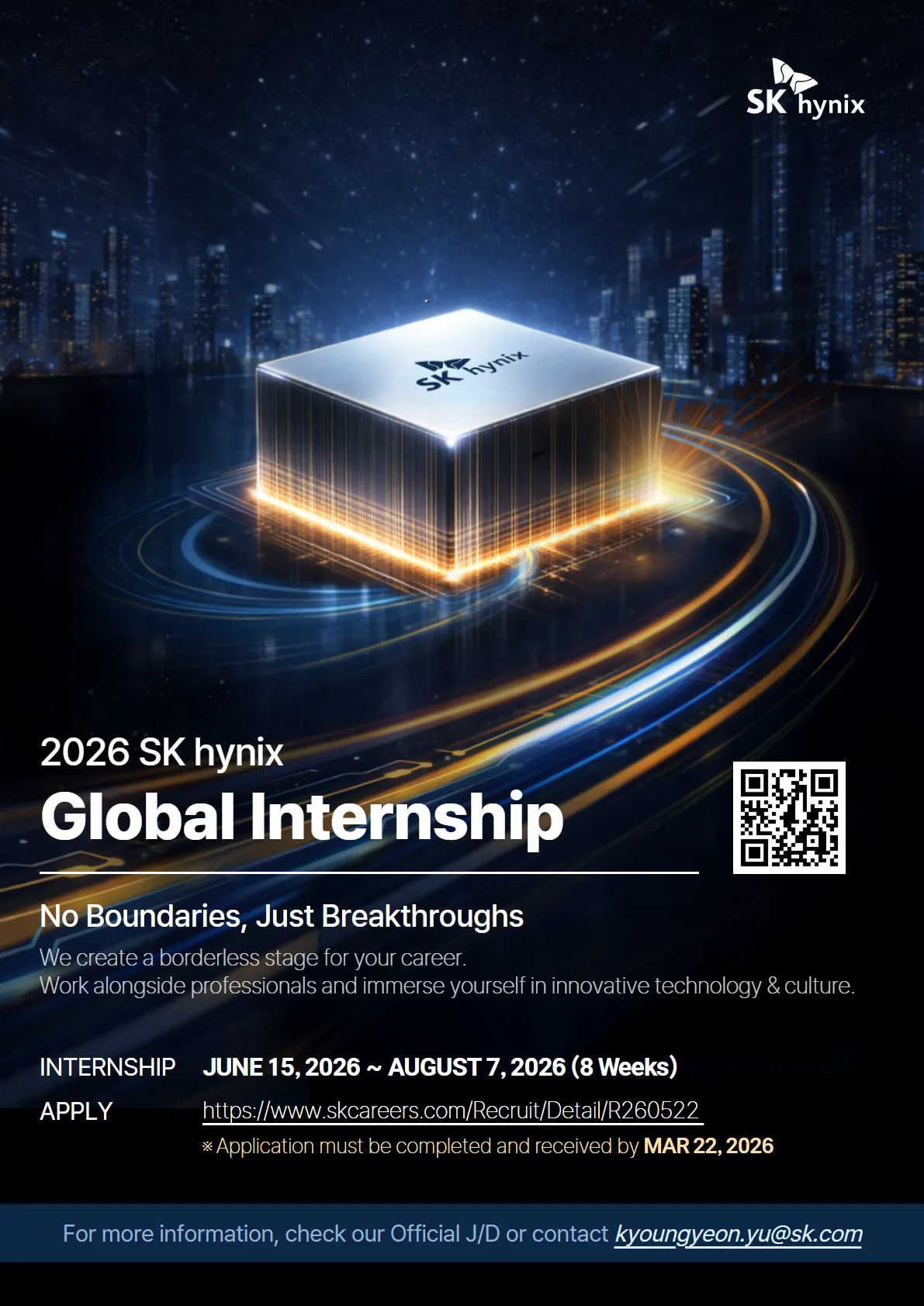 SK hynix mở đơn Global Internship 2026: Thực tập toàn cầu 8 tuần cho sinh viên quốc tế, nhận hồ sơ đến 22/03