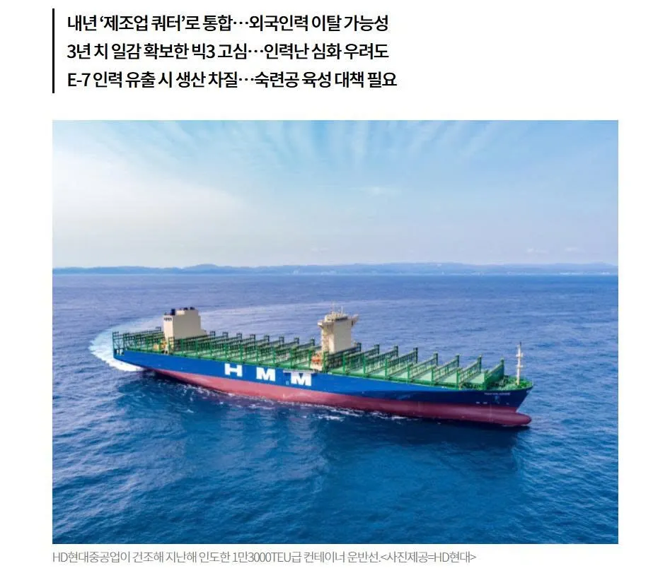 Nguy cơ thiếu hụt lao động nước ngoài tại Hàn Quốc gia tăng khi chỉ tiêu số lượng riêng cho ngành đóng tàu sắp bị bãi bỏ