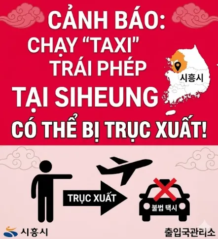 Nóng: Siheung (시흥) truy quét người nước ngoài chạy ‘taxi’ trái phép: Không chỉ phạt tiền, còn có thể bị trục xuất