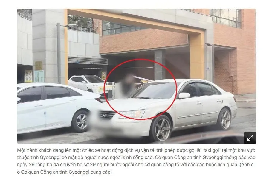 29 người nước ngoài bị bắt vì chạy “taxi chui” giá rẻ tại khu tập trung lao động nước ngoài ở Hàn Quốc