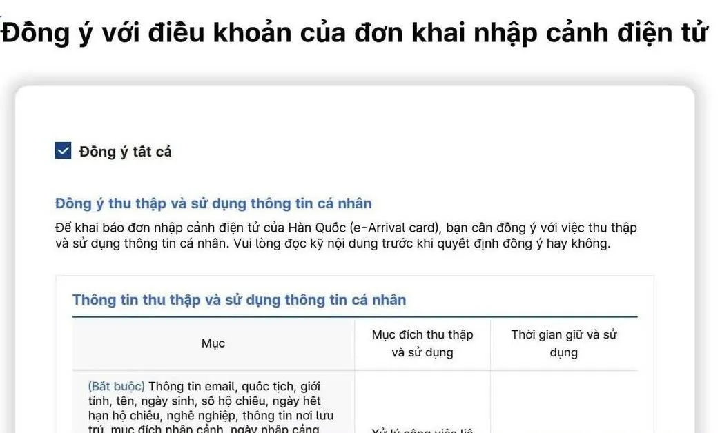 Hướng Dẫn Chi Tiết Các Bước Khai Báo e-Arrival Card Nhập Cảnh Hàn Quốc 2026