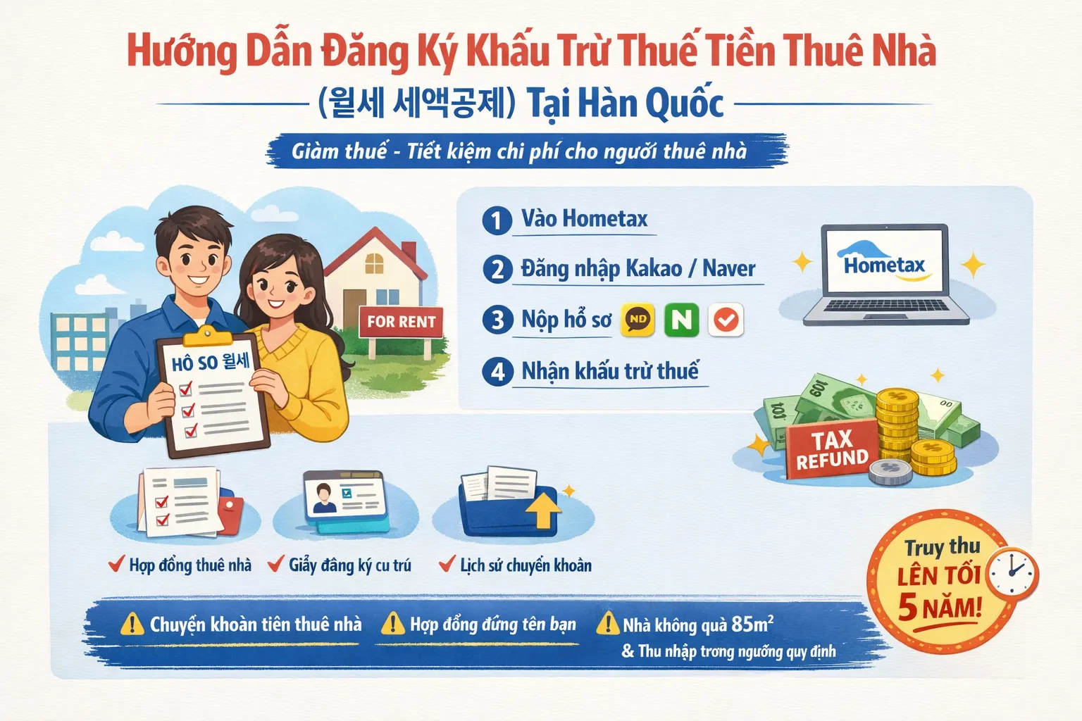 Hướng dẫn đăng ký khấu trừ thuế tiền thuê nhà (월세 세액공제) tại Hàn Quốc - Quyền lợi nhiều người bỏ lỡ