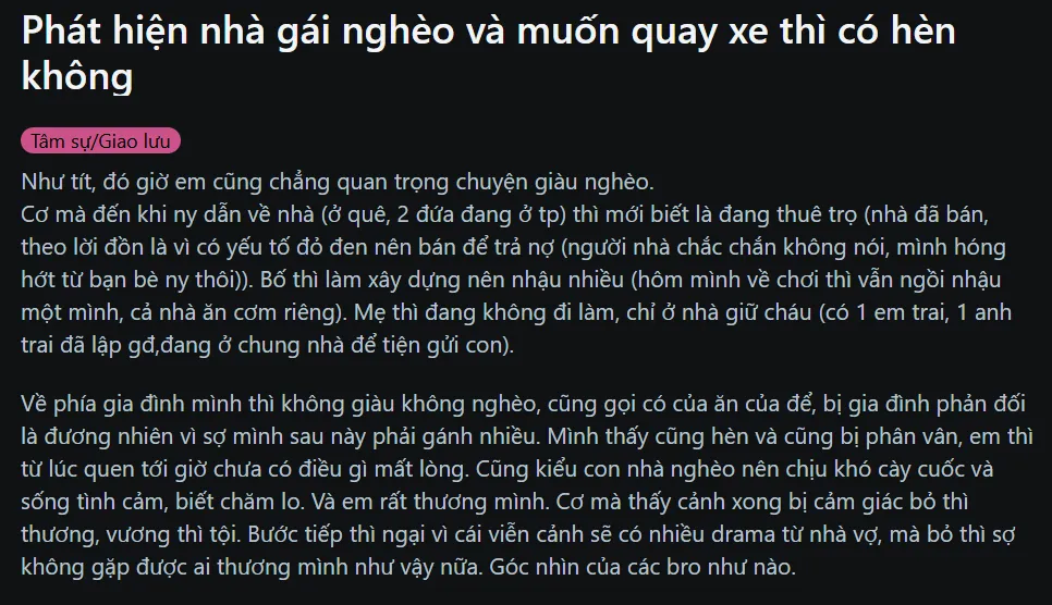 Phát hiện nhà bạn gái nghèo vì cờ bạc và muốn quay xe: Thực tế hay ích kỷ?