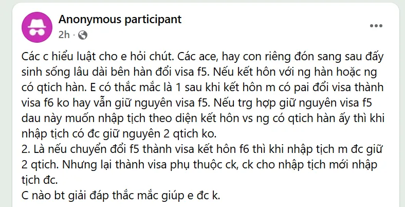 GIỮ VISA F-5 HAY ĐỔI SANG F-6 KHI KẾT HÔN: LỰA CHỌN NÀO ĐỂ NHẬP TỊCH VÀ GIỮ 2 QUỐC TỊCH?