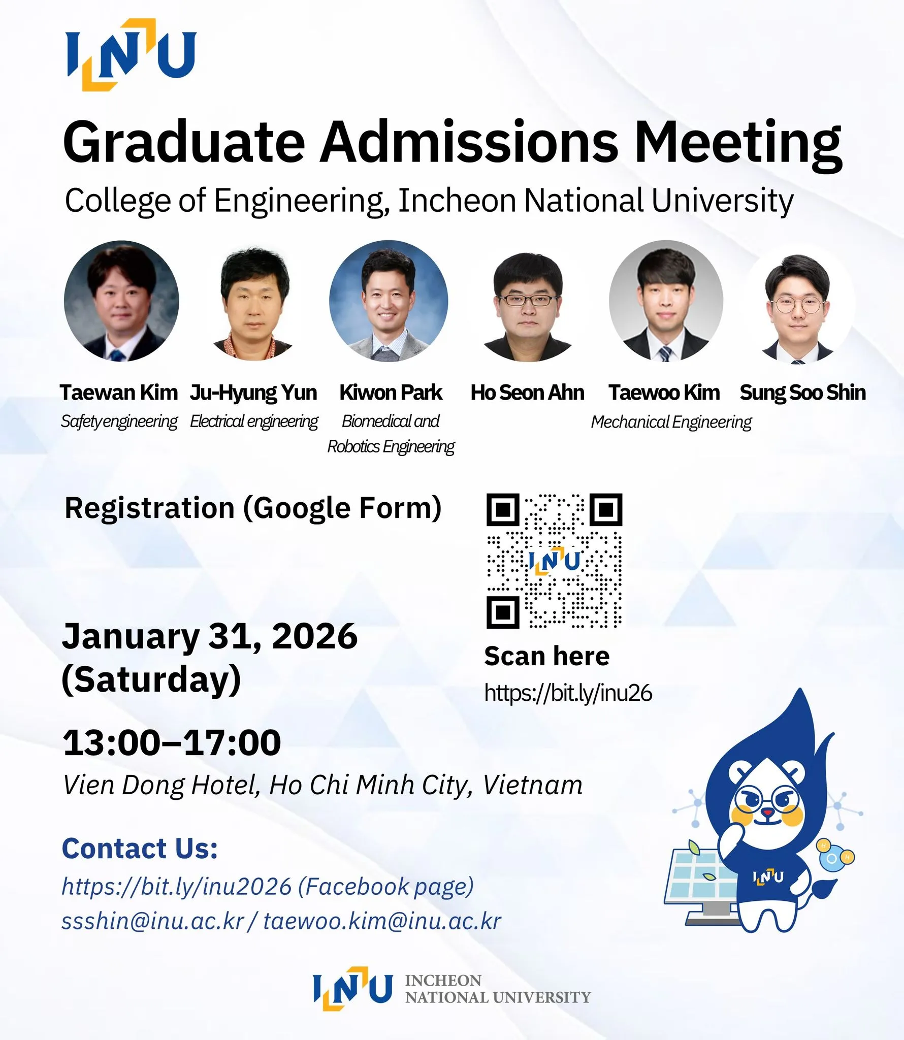 Đại học Quốc gia Incheon (INU) tổ chức phỏng vấn Học bổng Hàn Quốc toàn phần dành cho hệ sau đại học tại Hồ Chí Minh