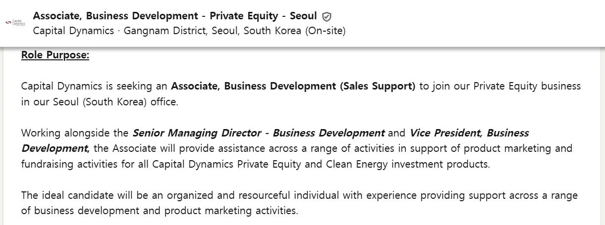Capital Dynamics Tuyển Associate Business Development