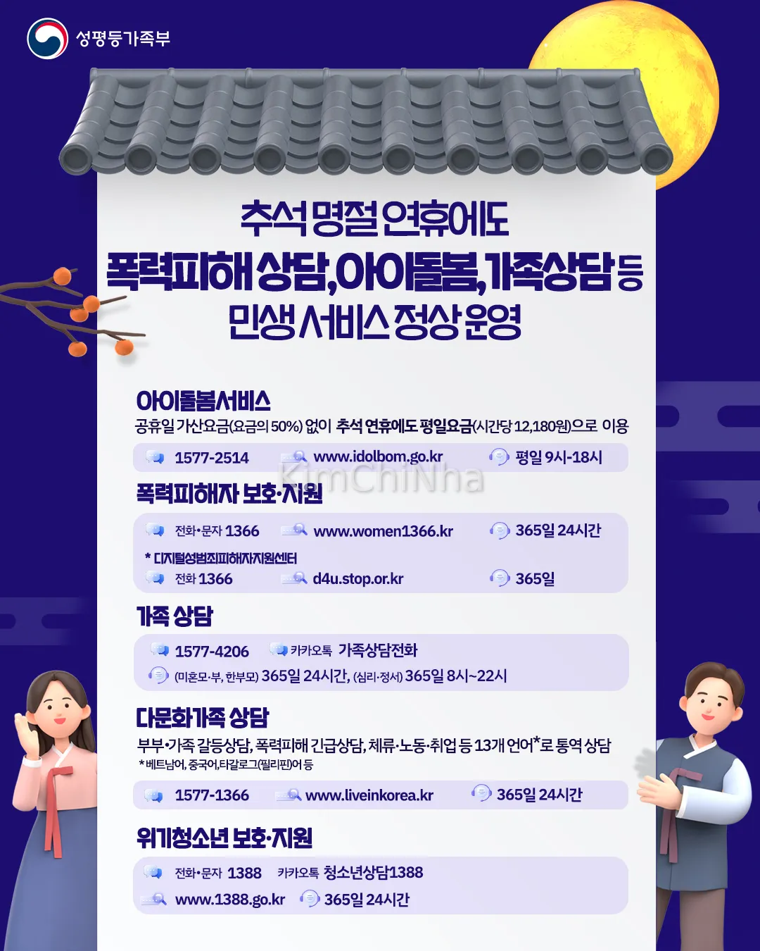 Các dịch vụ hỗ trợ gia đình đa văn hóa Hàn Quốc hoạt động bình thường trong dịp Chuseok (3–9/10)
