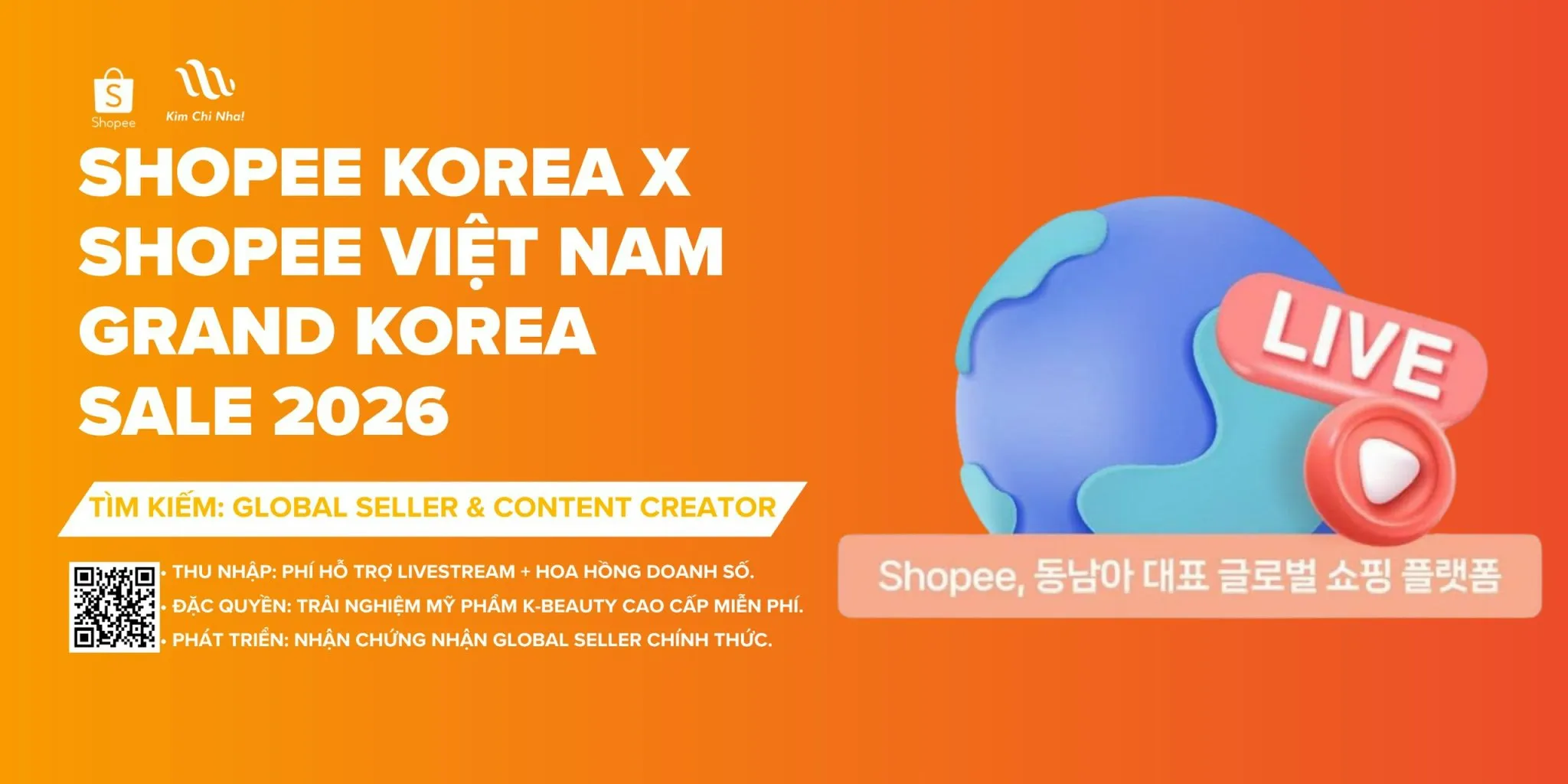 Shopee Korea tuyển người Việt tham gia chiến dịch bán hàng Grand Korea Sale 2026