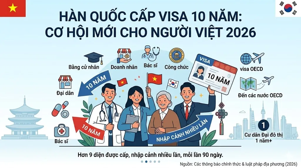 Chính thức: Hàn Quốc cấp Visa 10 năm cho công dân Việt Nam từ ngày 30/03/2026